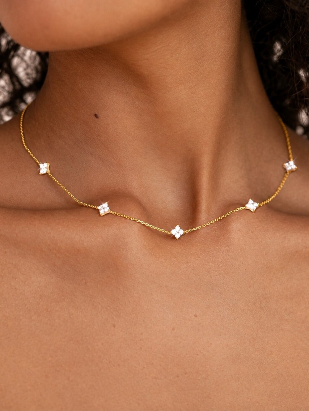 Anthropologie Dainty Lucky Four Clover Necklace